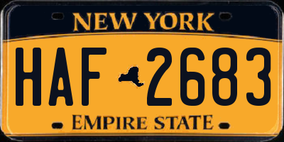NY license plate HAF2683