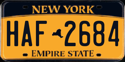 NY license plate HAF2684
