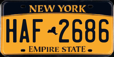 NY license plate HAF2686