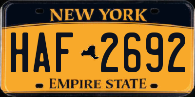 NY license plate HAF2692