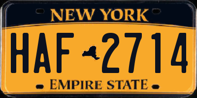 NY license plate HAF2714