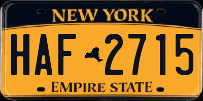 NY license plate HAF2715
