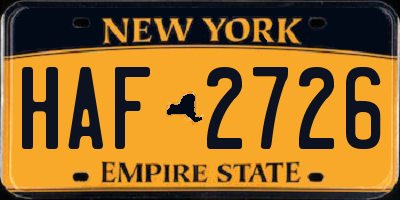 NY license plate HAF2726