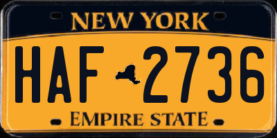 NY license plate HAF2736