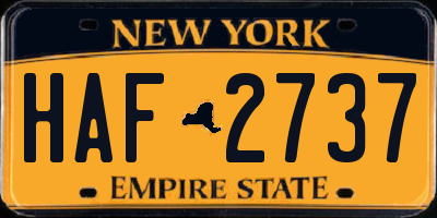 NY license plate HAF2737