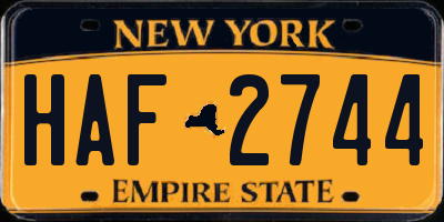 NY license plate HAF2744