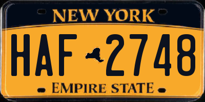NY license plate HAF2748