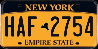 NY license plate HAF2754