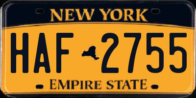 NY license plate HAF2755