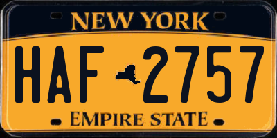 NY license plate HAF2757
