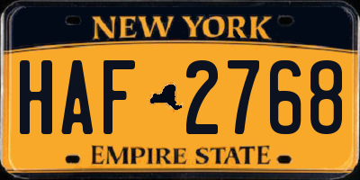 NY license plate HAF2768