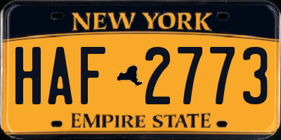 NY license plate HAF2773