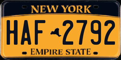 NY license plate HAF2792