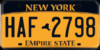 NY license plate HAF2798