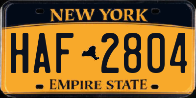NY license plate HAF2804