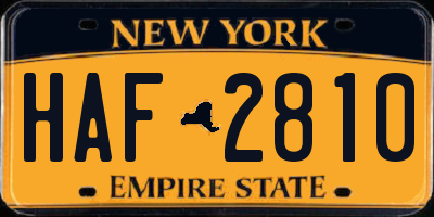NY license plate HAF2810