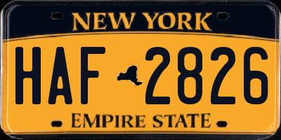 NY license plate HAF2826