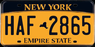 NY license plate HAF2865
