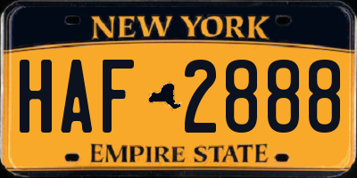 NY license plate HAF2888