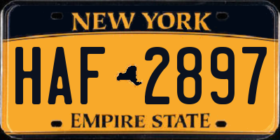 NY license plate HAF2897