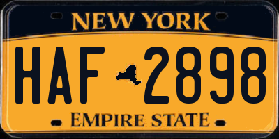 NY license plate HAF2898