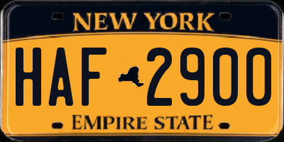 NY license plate HAF2900