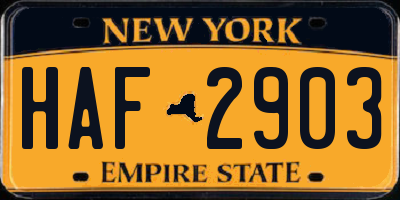 NY license plate HAF2903