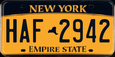 NY license plate HAF2942
