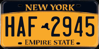 NY license plate HAF2945