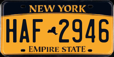 NY license plate HAF2946