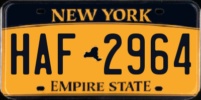 NY license plate HAF2964