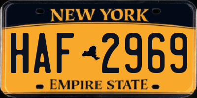 NY license plate HAF2969
