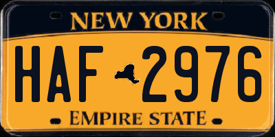 NY license plate HAF2976