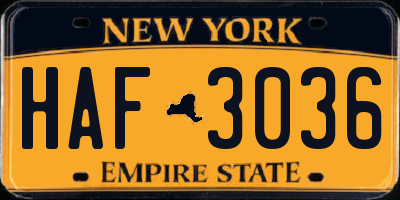 NY license plate HAF3036