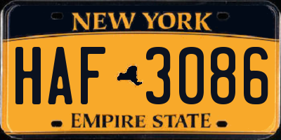 NY license plate HAF3086
