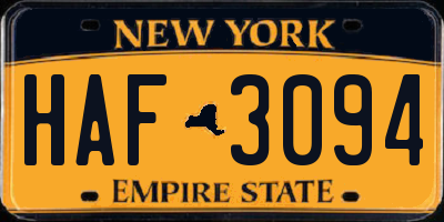 NY license plate HAF3094
