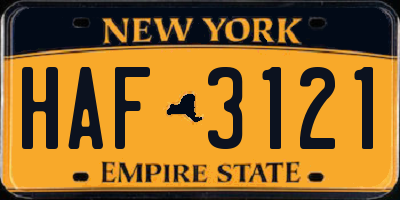 NY license plate HAF3121