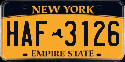 NY license plate HAF3126
