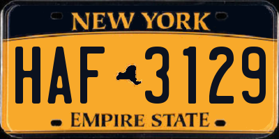 NY license plate HAF3129