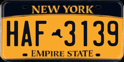 NY license plate HAF3139
