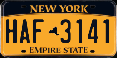 NY license plate HAF3141