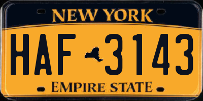 NY license plate HAF3143