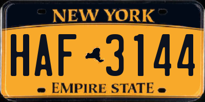 NY license plate HAF3144