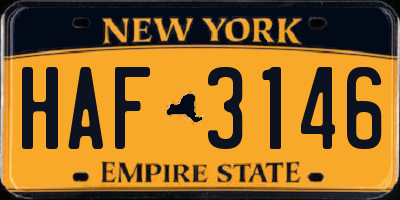 NY license plate HAF3146