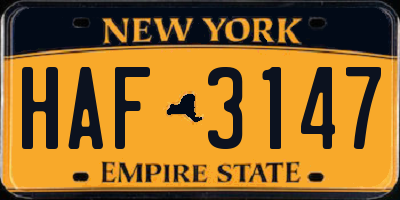 NY license plate HAF3147