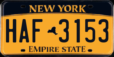 NY license plate HAF3153