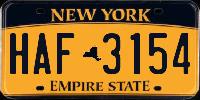 NY license plate HAF3154