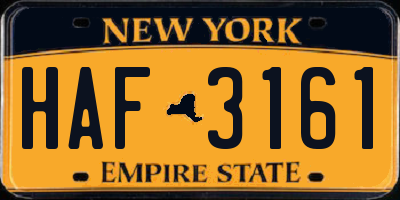 NY license plate HAF3161