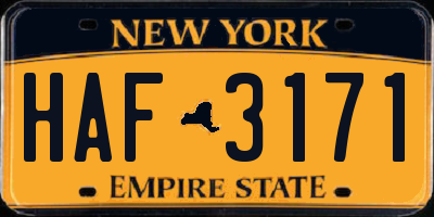 NY license plate HAF3171