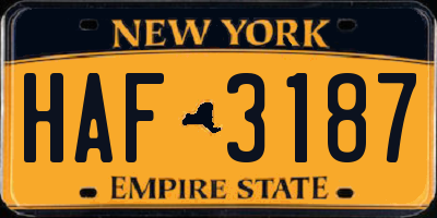 NY license plate HAF3187